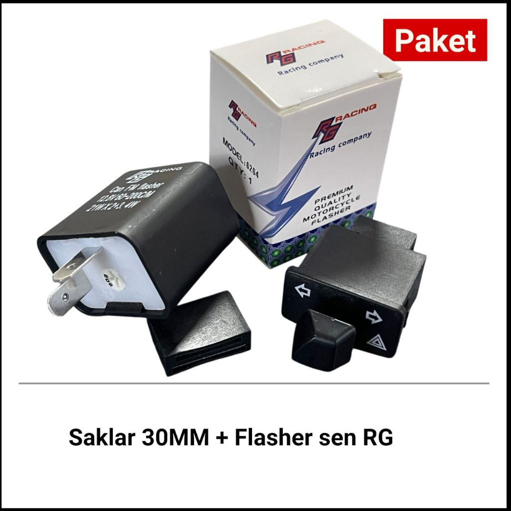 PAKET Flasher dan Saklar Sen Hazard 30mm untuk motor Honda Beat Vario Supra Revo Scoopy dll