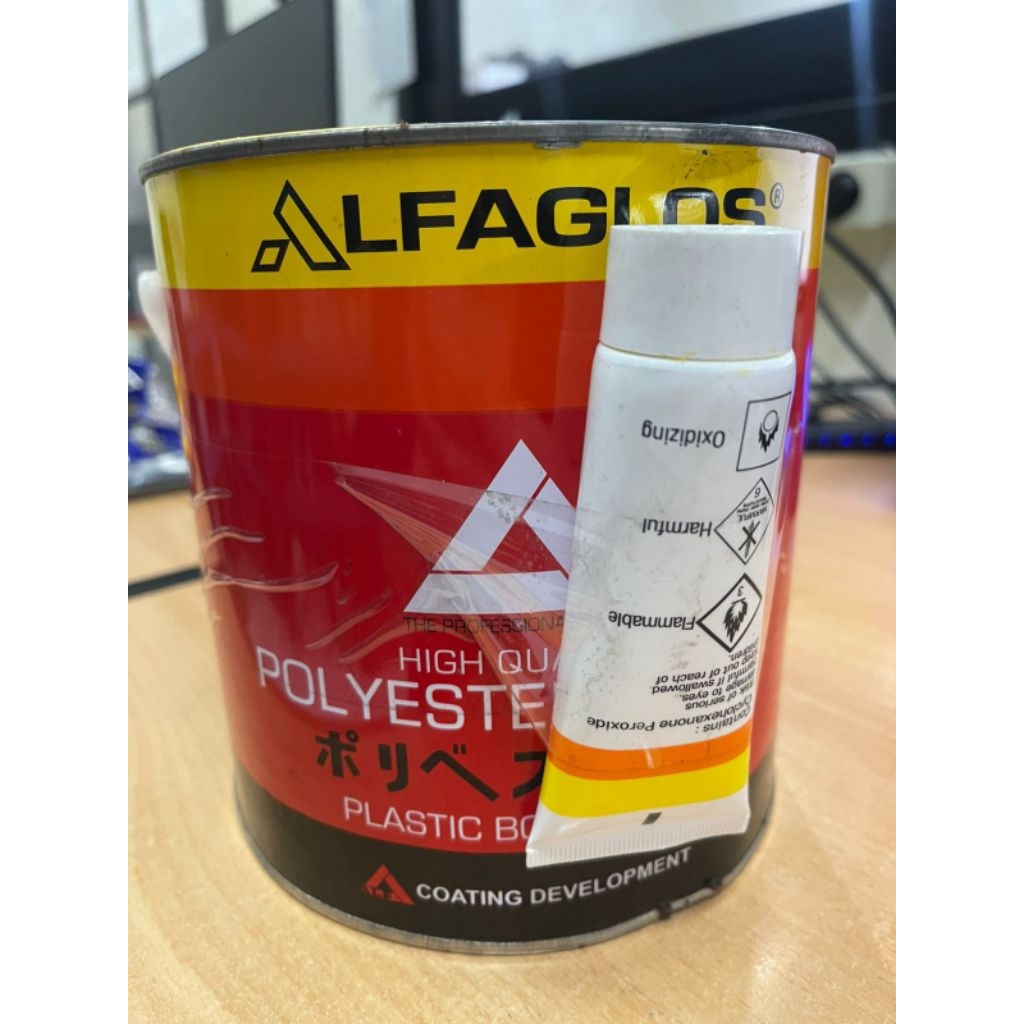 Dempul Alfagloss Polyster putty warna Hijau 1 kg/3kg | Dempul besi kayu motor mobil