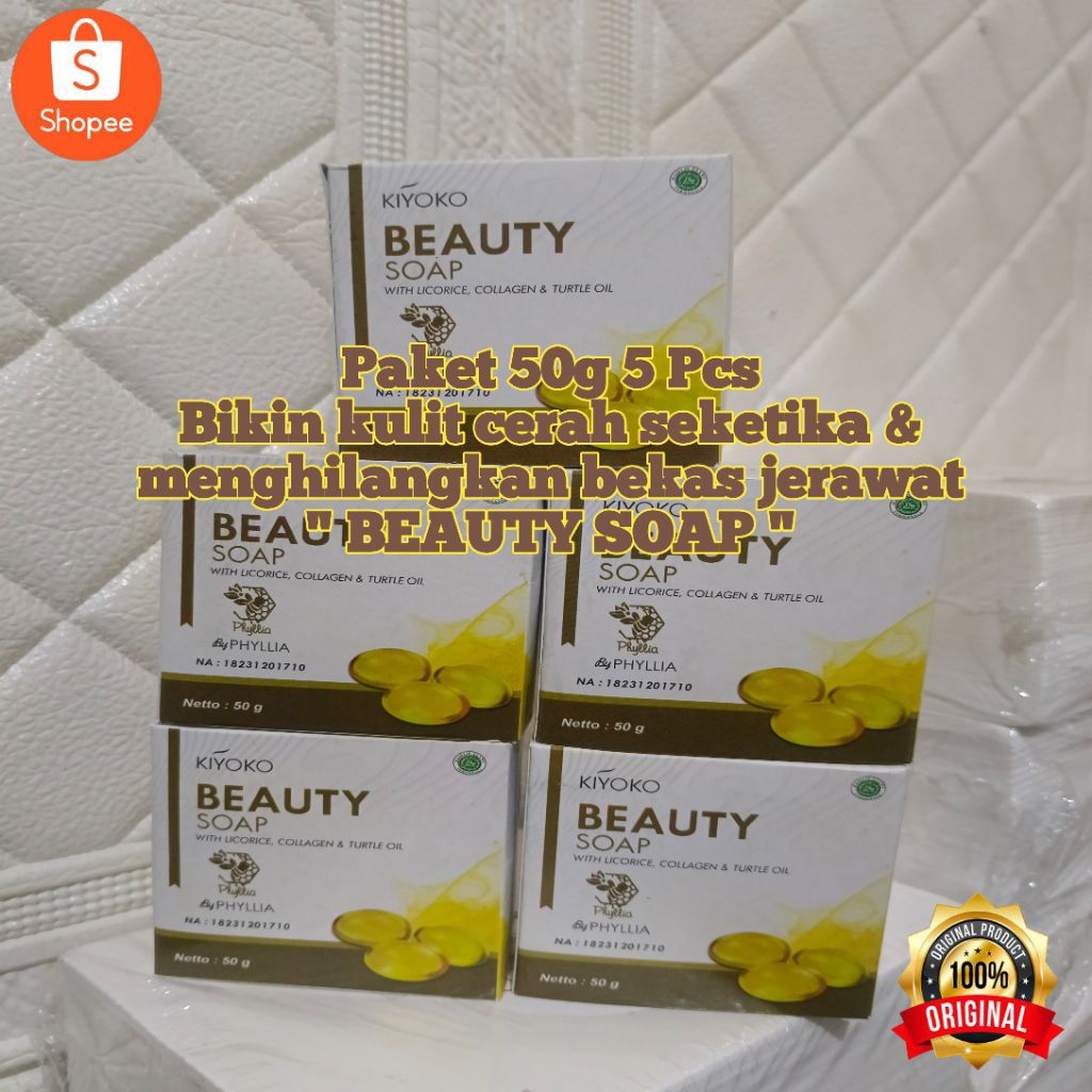 5pcs sabunn kiyoko beauty soap by A 50gr,nikmati pengalaman perawatan kulit menyegarkan dan alami de