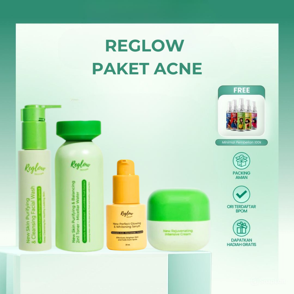 REGLOW SKINCARE ORIGINAL -  REGLOW BEAUTY SKINCARE 100% BPOM UNTUK FLEK ACNE PAKET