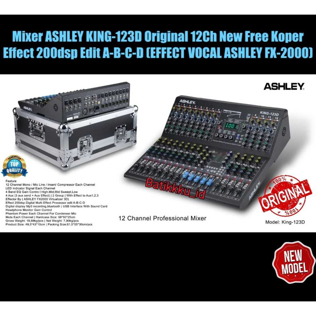 Mixer ASHLEY KING 123D KING12 3D KING123D Original 12Ch New Free Koper 200 dsp Edit A B C D
