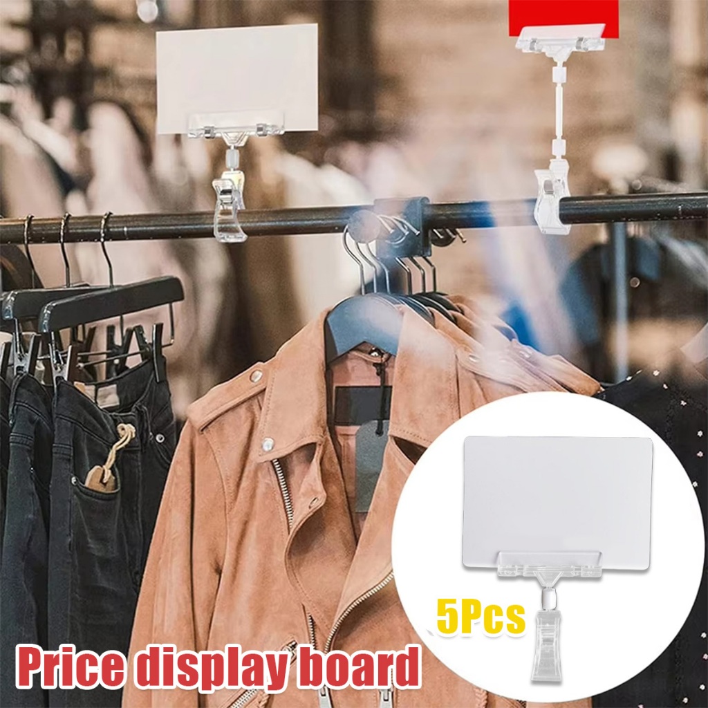 

5PCS Label Harga Klip Transfaran Akrilik Cocok digunakan di bazaar, butik, toko distribusi