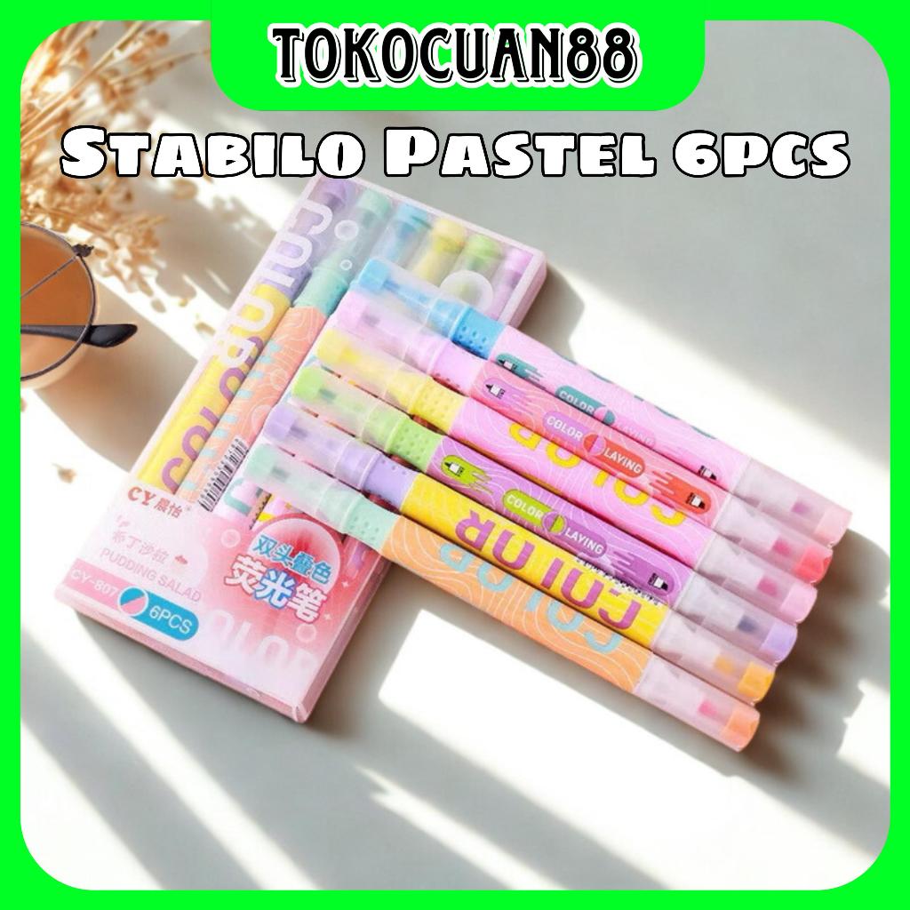 

Tokocuan88 - Stabilo Pastel 1 Set Menumpuk Stabilo Highlighter 2 Sisi 6 PCS 12 Warna
