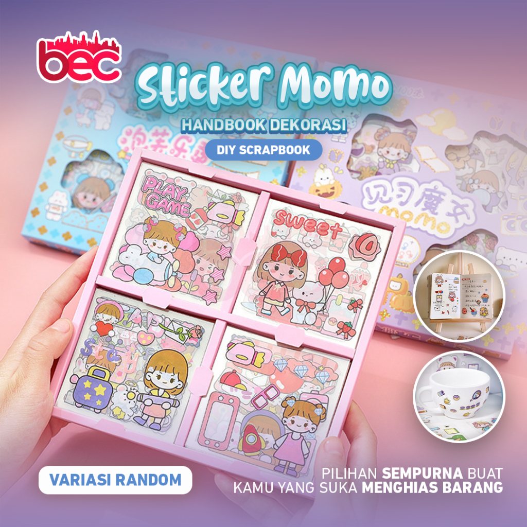 

[BEC] 100 Lembar Stiker Motif Momo Kartun Korea Lucu Anti Air Dekorasi Handbook Scrapbook Sticker DIY