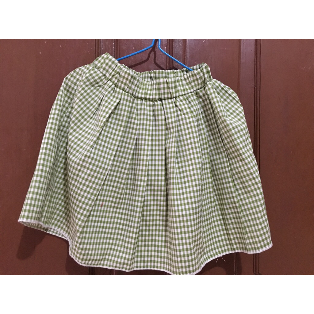 Preloved-Rok Anak Perempuan Cewek Kotak Hijau