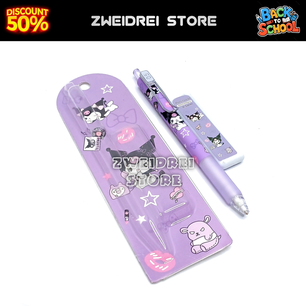 

ZD - PENSIL MEKANIK 0.55MM FREE REFILL 20 BIJI KARAKTER KUROMI TERBARU MOTIF LUCU SANSIRO