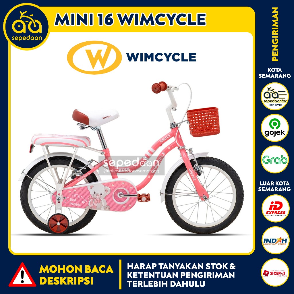Sepeda Anak MINI CTB 12 16 18 WIMCYCLE - Keranjang Boncengan Cewek Perempuan