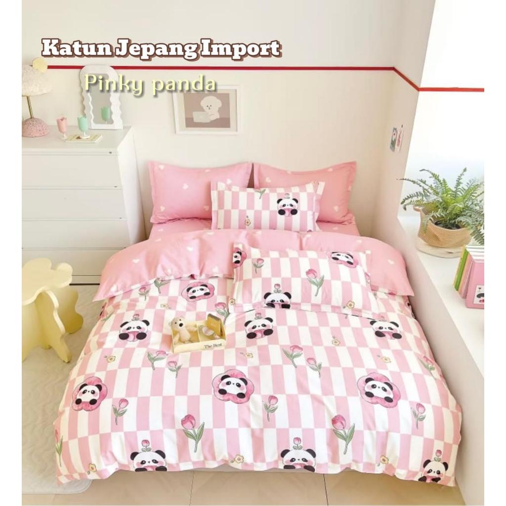 Sprei Kasur Katun Jepang Original Motif Aesthetic Karakter Polos Anak Perempuan Laki Single Double B