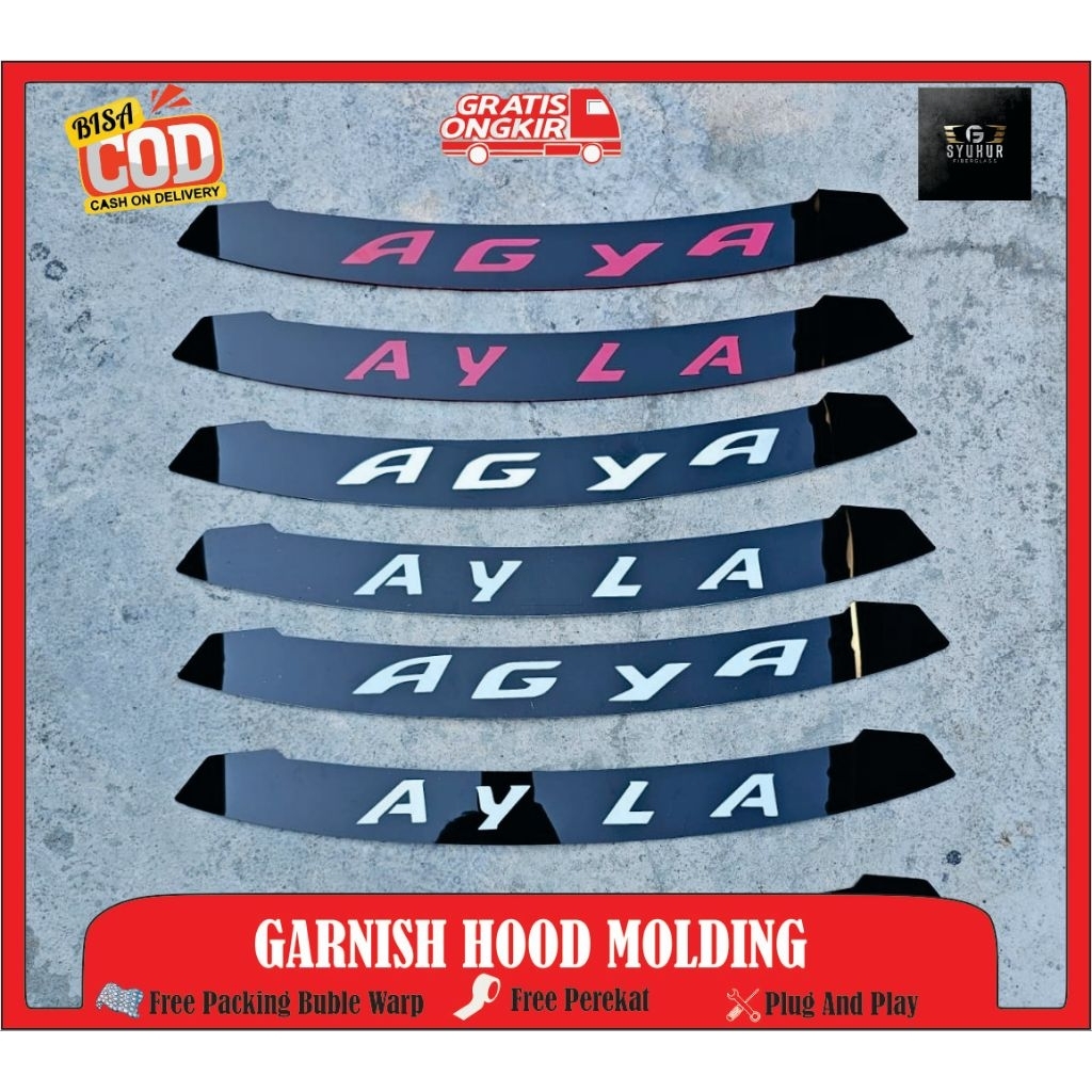 Tulisan Kap Mesin Agya Ayla Garnish Hood Molding Agya Ayla Free Perekat