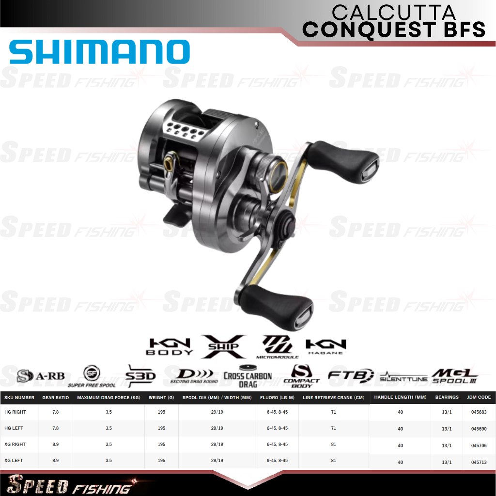 Reel Pancing Shimano Calcutta Conquest BFS HG XG Left Right Reel Baitcasting