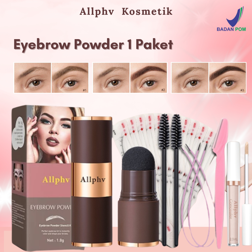 [BPOM] ALLPHV Cetakan Alis Tali Eyebrow Powder Waterproof Alis Cetakan Tempel Instan 12pcs