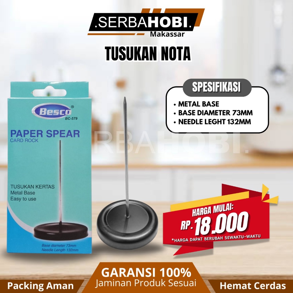 

Tusukan Stainless Steel Nota / Bon / Kertas / Spindle Needle Bill Holder Stainless