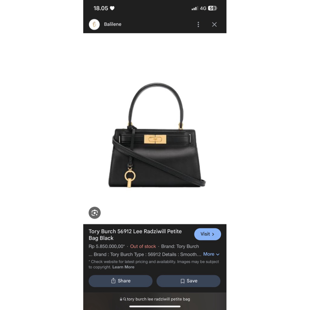 PRELOVED TORY BURCH / TB LEE RADZIWILL PETITE BAG BLACK