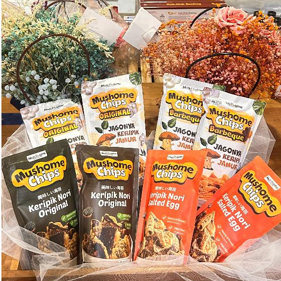 

MUSHOME CHIPS - Keripik Nori Rasa Original / Salted Egg 60gr & Keripik Jamur Rasa Original / BBQ 80gr