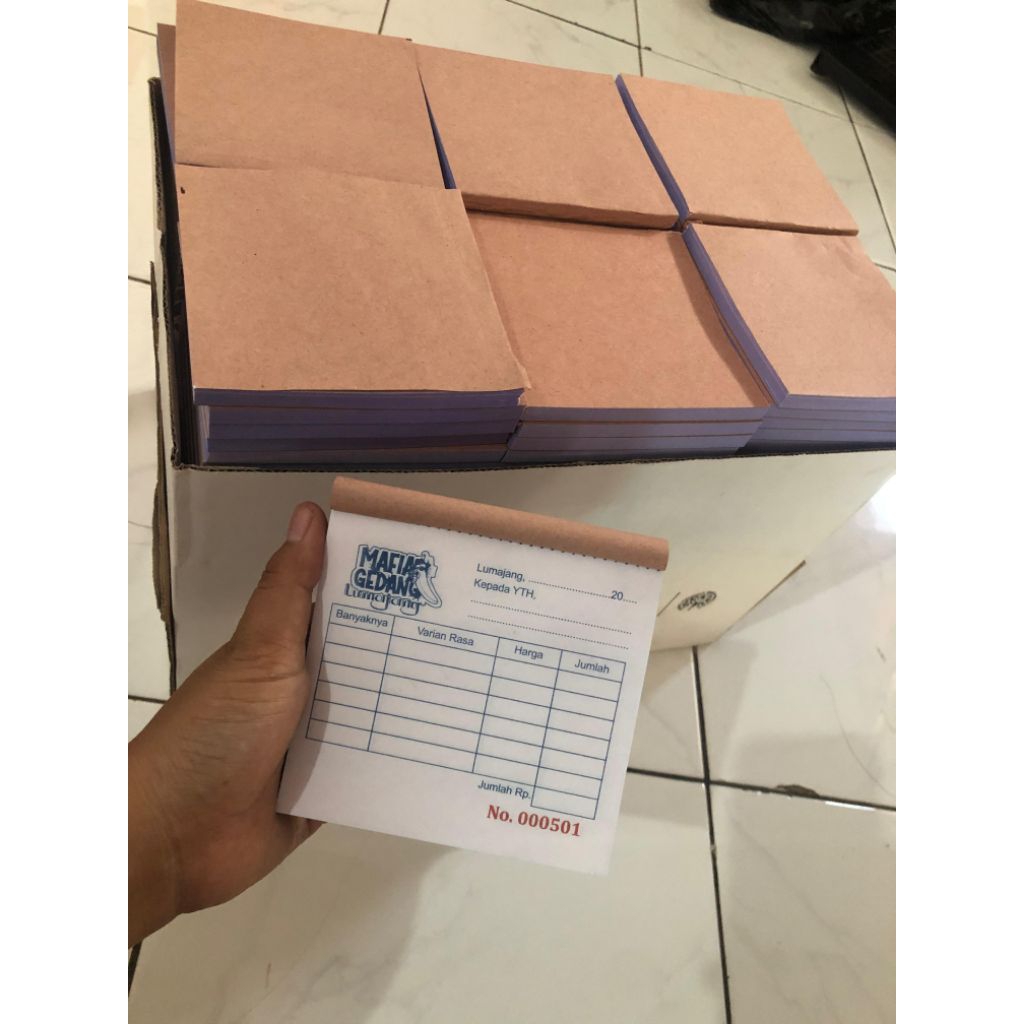 

cetak nota 1 rim 2ply tinta biru