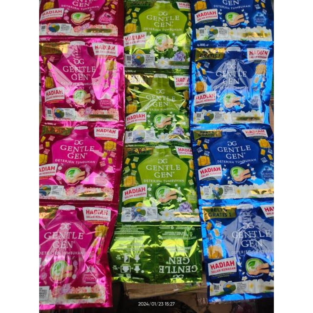 ( 14 Sachet ) Gentle Gen Deterjen Cair Sabun Cuci Baju Sachet 1 Renteng