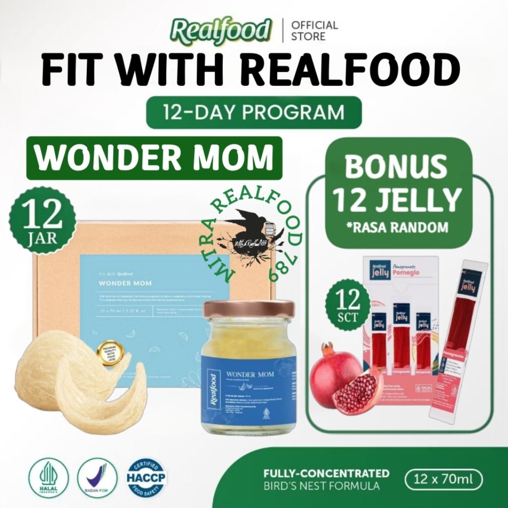 

Realfood Wonder Mom 6 Botol & 12 Botol Bonus Jelly ( Minuman Sarang Burung Walet )