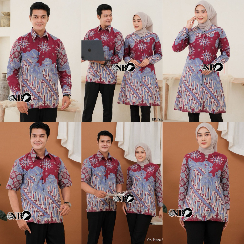 (NusaBatik) Batik Tunik Couple Modern Set Pakaian Couple Kemeja Batik Pria Premium Baju Batik Couple