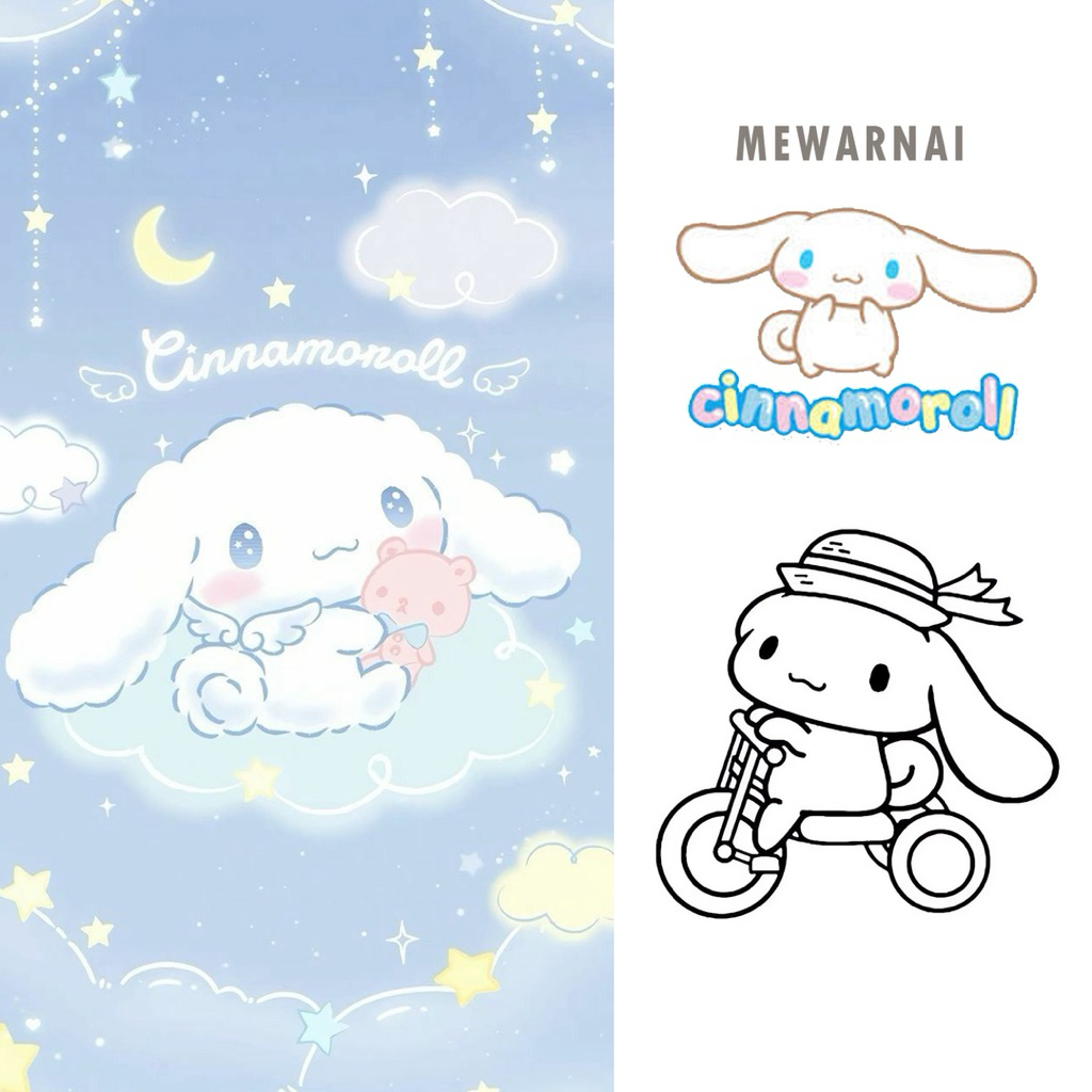 

15 Lembar A5 | Kertas Mewarnai tema CINAMOROLL | 15 Kertas gambar berbeda