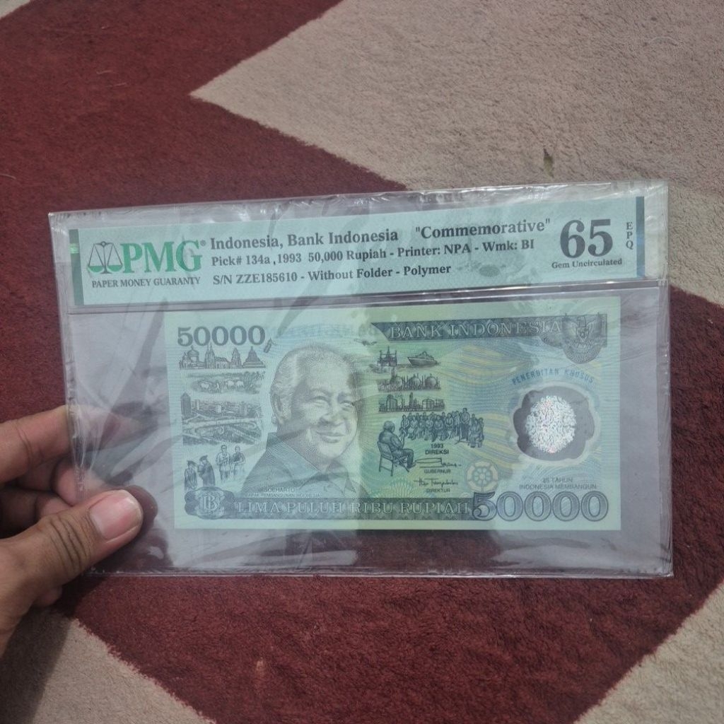 Uang Kuno 50000 Suharto Polimer tahun 1993 PMG 65