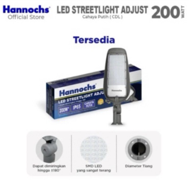Hannochs Streetlight LED Adjust 200watt - Lampu Jalan Terang - Garansi