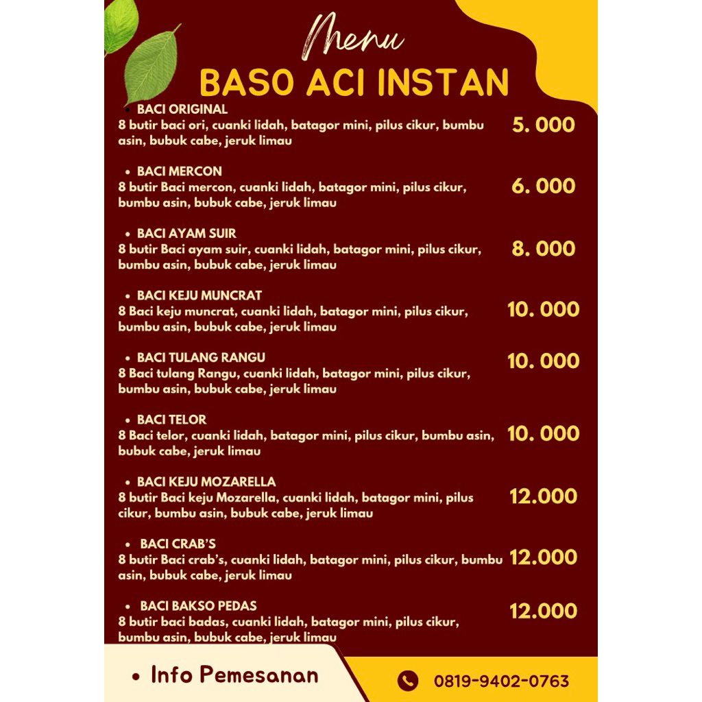 

BASO ACI INSTAN PGK