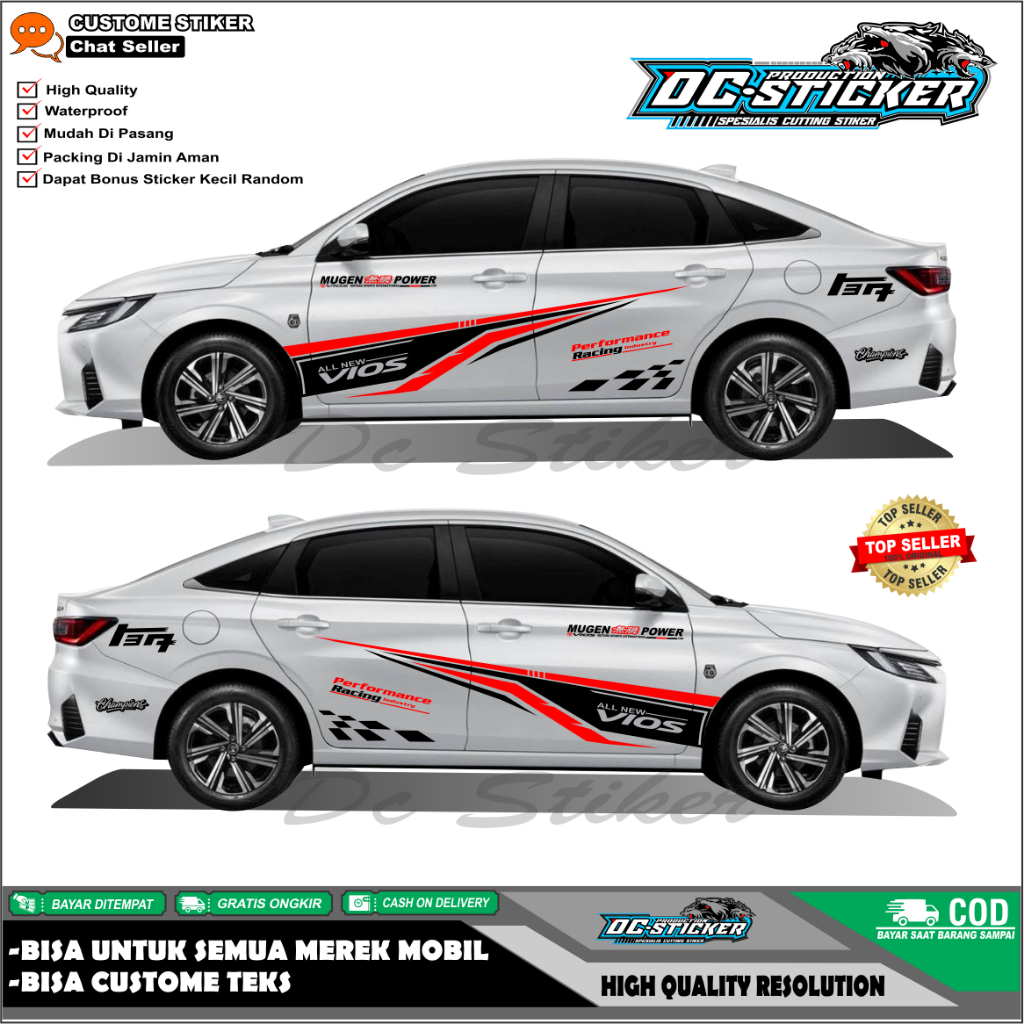 Stiker Mobil Toyota Vios / Sticker Vios Gen3 Siker List Body Samping Performance Racing