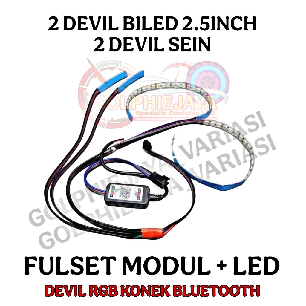 LAMPU LED DEVIL RGB PROJECTOR / LED DEMON RGB BILED 2,5 INCH KONEKSI BLUETOOTH LED RAPAT