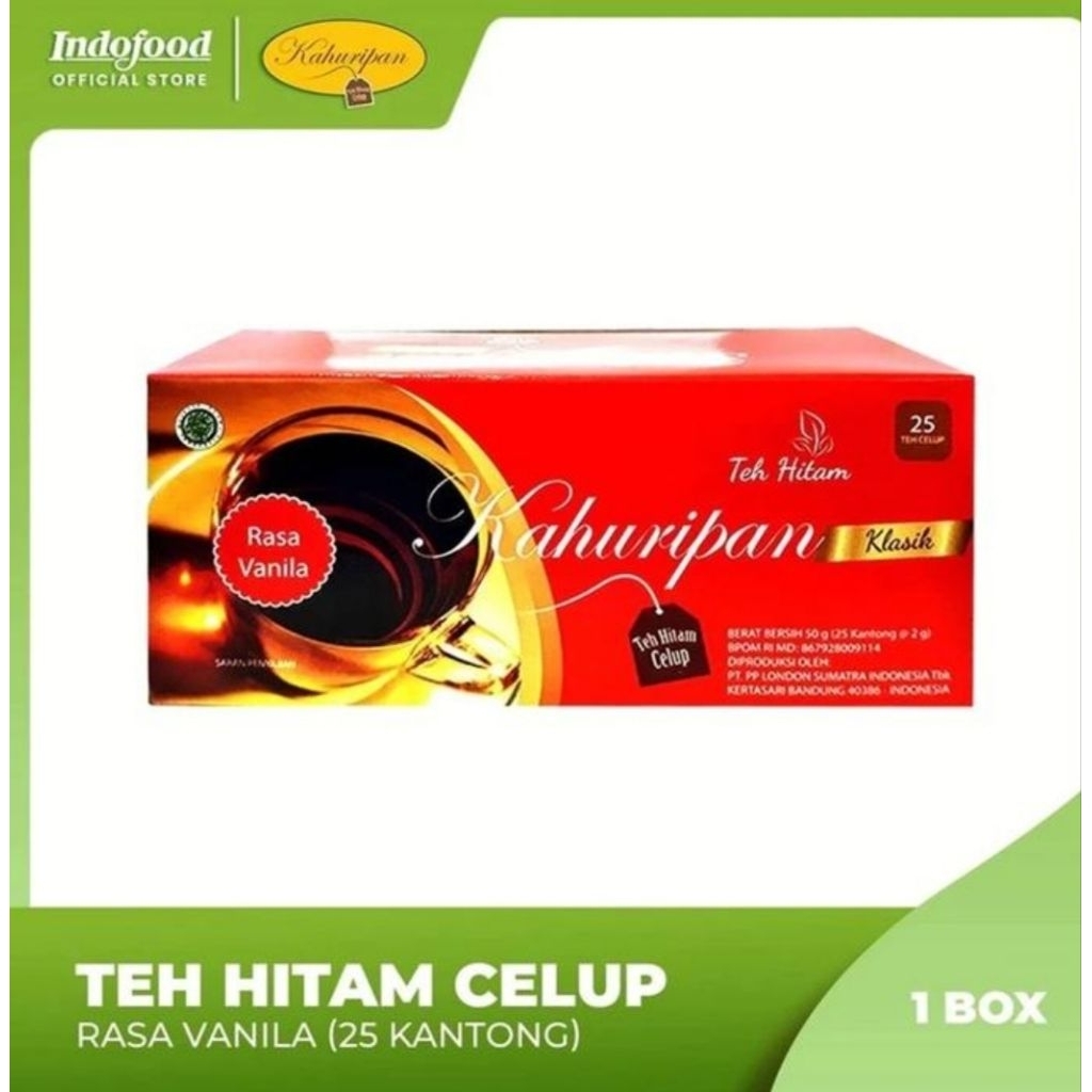 

Kahuripan Teh Hitam Celup Rasa Vanilla Isi 25 Kantong