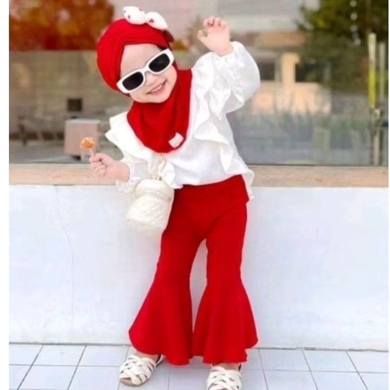 Baju Anak Atasan putih dan Celana merah cocok untuk agustusan