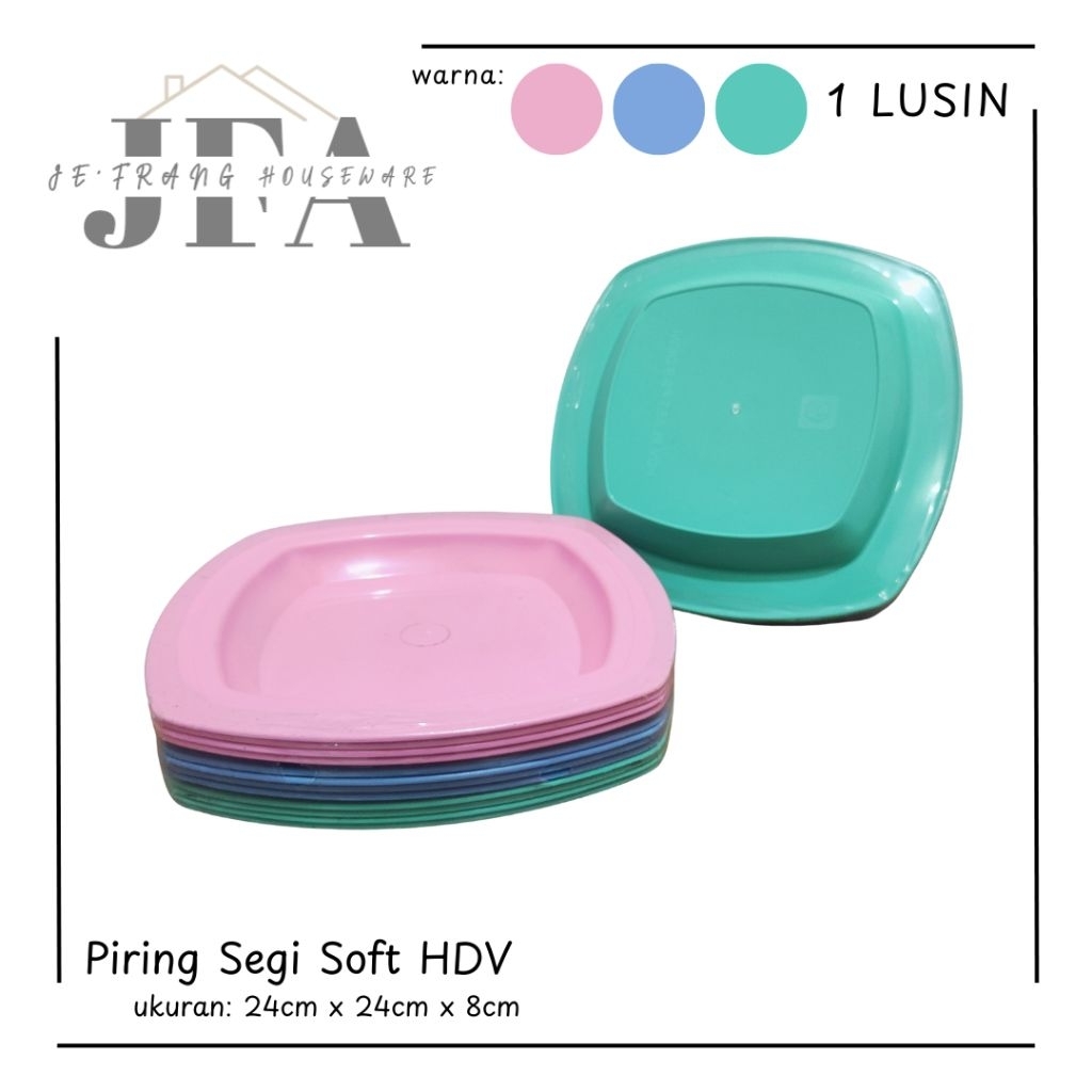 (1 LUSIN) PIRING PLASTIK SEGI SOFT HDV / PIRING SEGI / PIRING MAKAN / PIRING PLASTIK TEBAL / PIRING 
