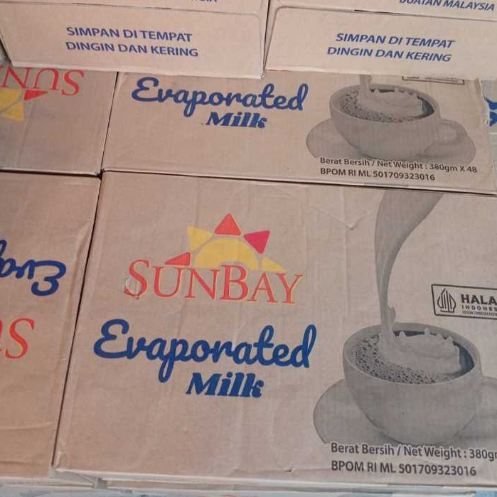

susu evaporated milk sunbay dus/susu evaporasi sunbay per karton/bukan f&n