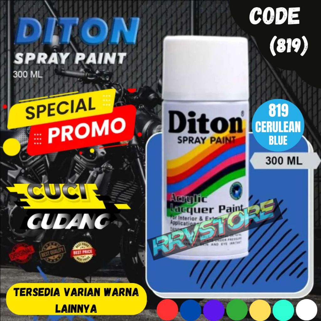 CAT SEMPROT DITON CERULEAN BLUE (819) 300cc CAT DITON WARNA BIRU LANGIT 300cc PYLOX DITON