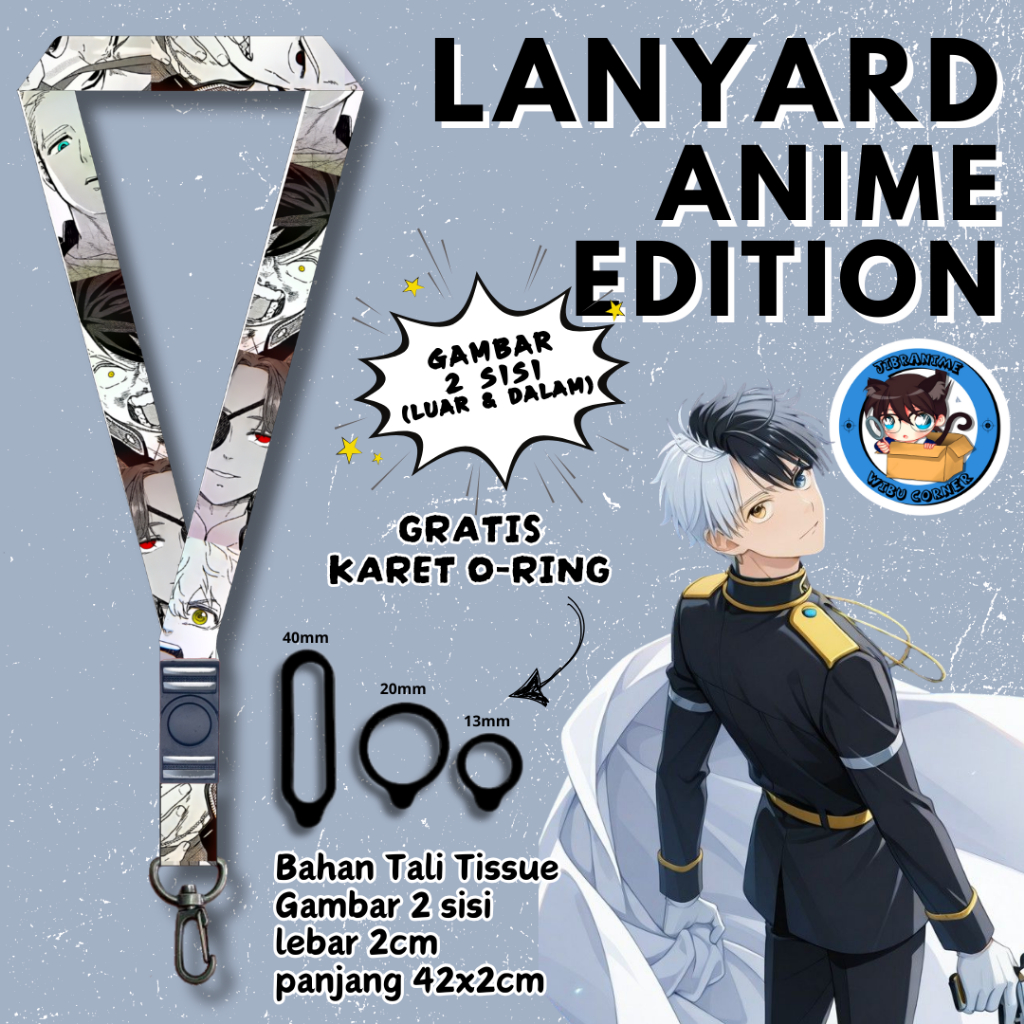

Lanyard Panjang Anime 2 Sisi / Wind Breaker / gantungan kunci layard keychain