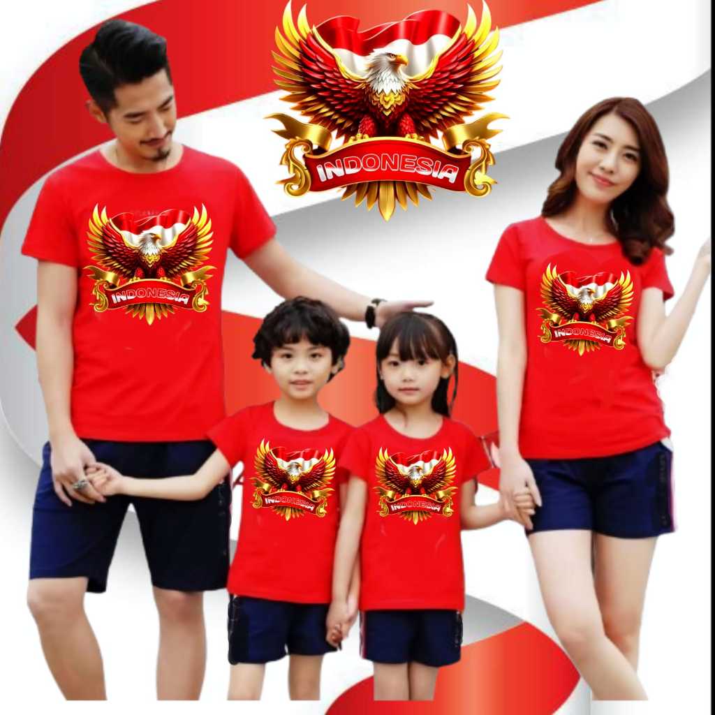 Baju couple 17 agustus ke 80/ kaos couple keluarga edisi kemerdekaan/Baju HUT RI 17 agustus kemerdek