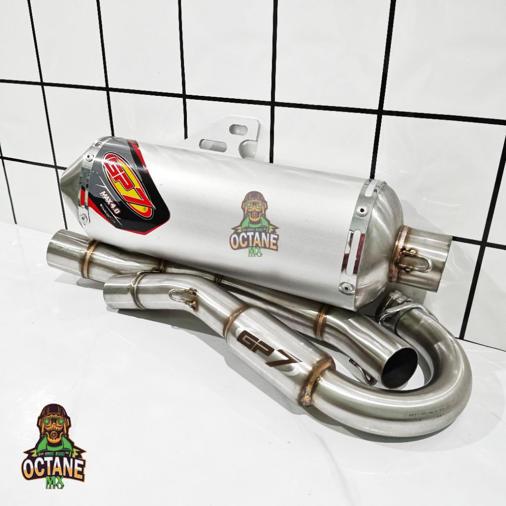 Knalpot Gp7 Max 4.1 Max 4.0 Silver/Black KLX CRF WR Standar Boreup Original