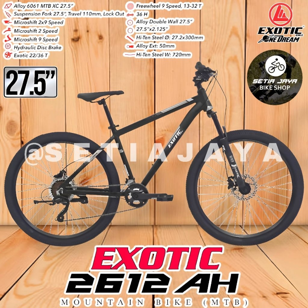 Sepeda Gunung MTB 27.5 Inch EXOTIC 2612 AH Frame Alloy, 2x9 Speed, Rem Hidrolik, Mountain Bike By Pa