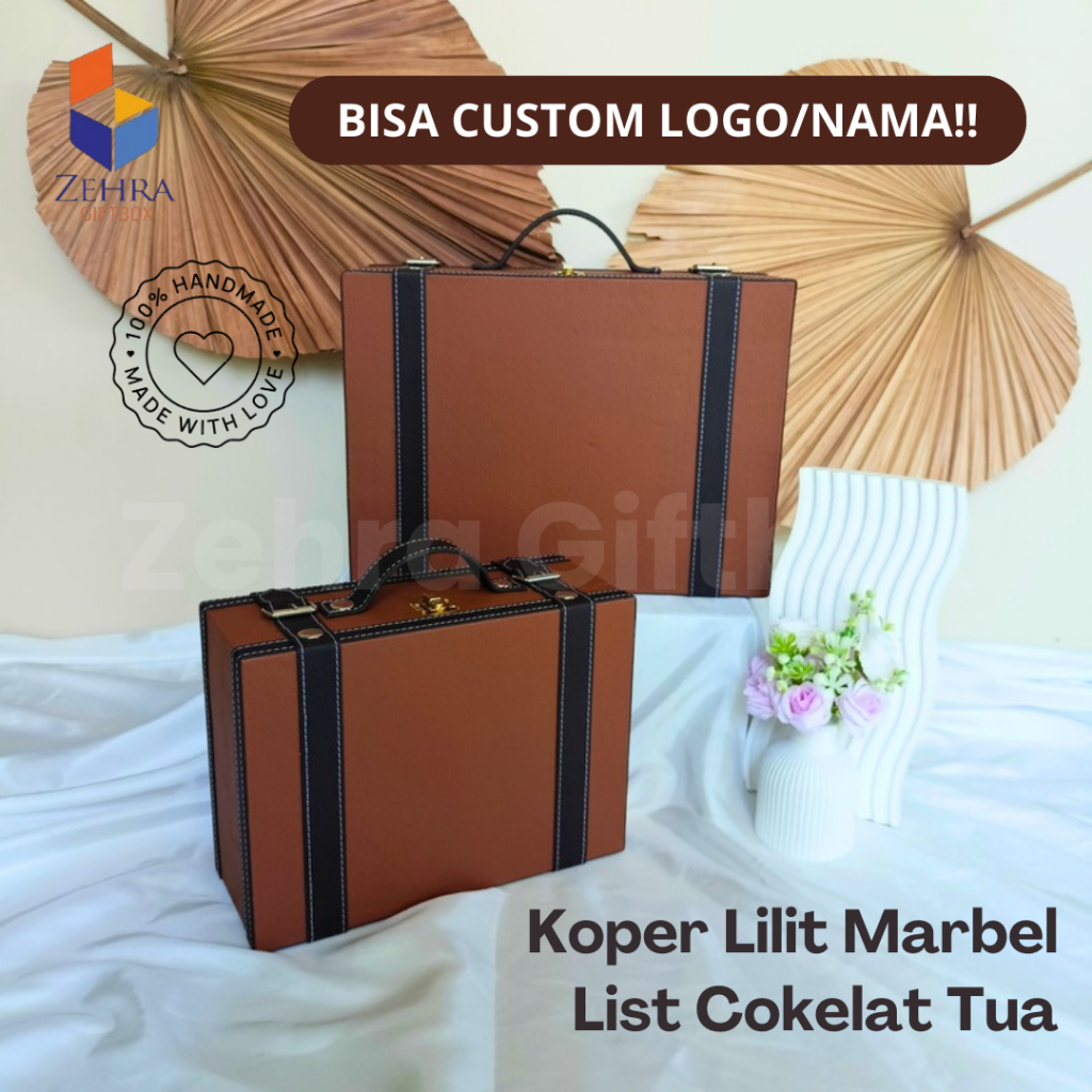 

Box Hampers Kado Ulang Tahun Model Koper Lilit Cokelat | Kotak Kado Kulit Sintetis Uk. 33 X 24 X 13