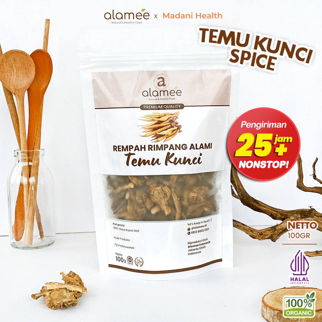 

ALAMEE Temu Kunci Kering Fingerroot Rempah Rimpang Alami Iris Bumbu Seasoning Masakan Masak 100g