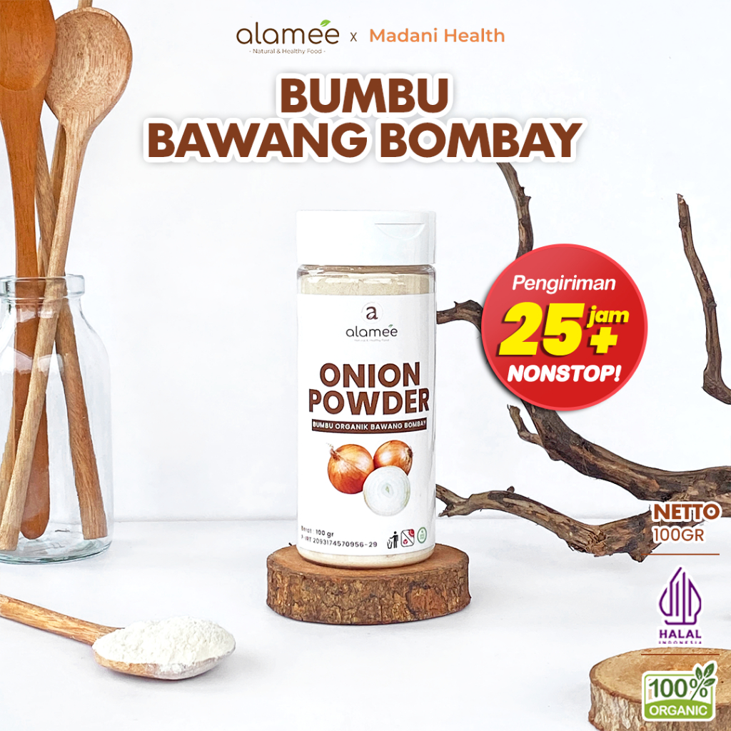 

ALAMEE Bawang Bombay Bubuk Onion Powder Ground Spice Bumbu Bombai Dapur Organik Tanpa Campuran 250g