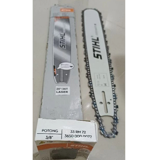 1 SET BAR STIHL DAN RANTAI STIHL ORIGINAL POTONG 20" ATAU 36 MATA SINSO MINI / BAR SENSO STIHL 20 IN