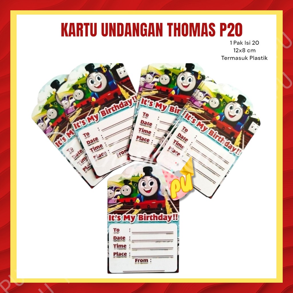 Kartu Undangan Ulang Tahun THOMAS P20 Isi 20 pc / Kartu Undangan Ultah Anak Thomas
