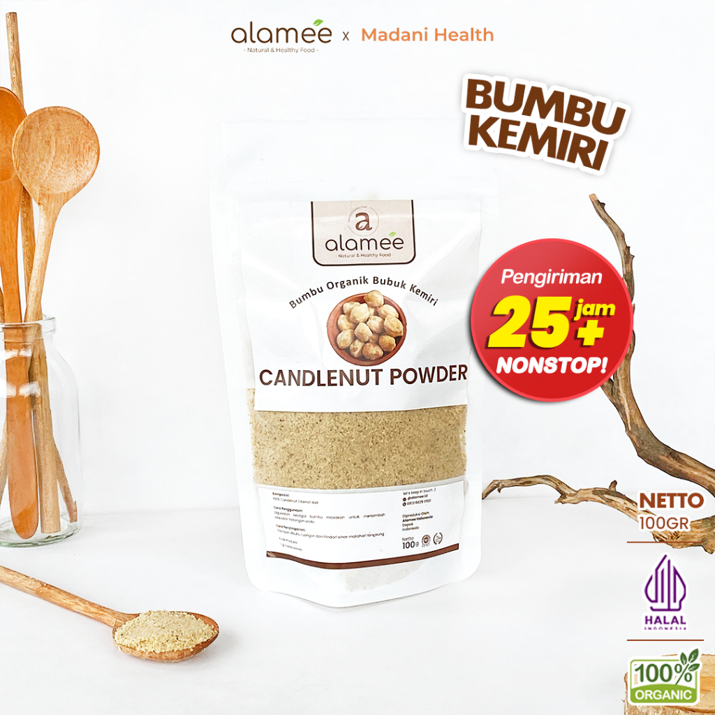 

ALAMEE Kemiri Bubuk Candlenut Seasoning Powder Bumbu Dapur Organik Masak Murni Tanpa Campuran 100g