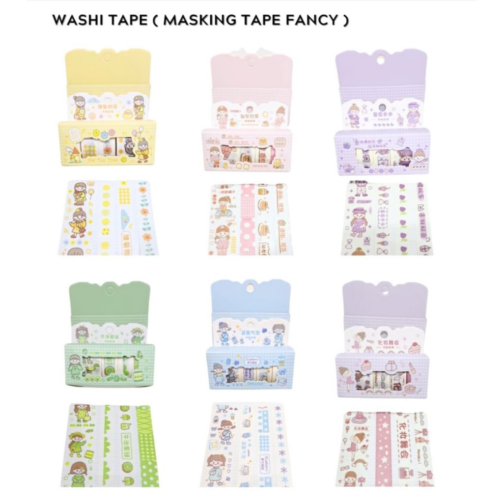 

Washi Tape (Masking Tape Fancy)1 set Isi 4 pcs