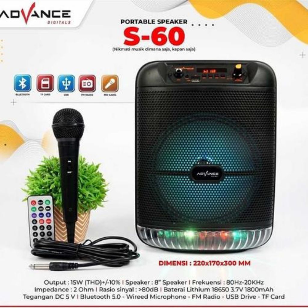 Advance Speaker Meeting S-60 - Speaker Bluetooth Portable 8inch