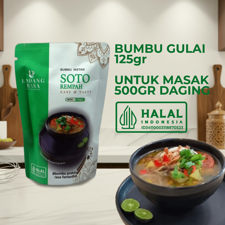 

Ladang Rasa Bumbu Soto Rempah Instan 150gr Basah Pasta Lengkap Komplit Bawang dan Minyak Untuk Masak 2 Liter Air Daging Praktis