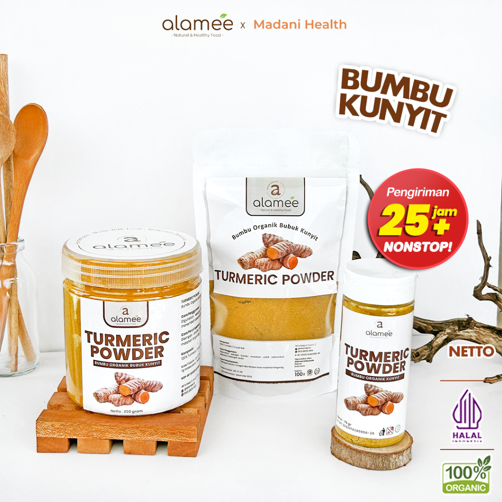 

ALAMEE Kunyit Bubuk Turmeric Seasoning Powder Ground Bumbu Dapur Instan Organik Murni Asli 250g