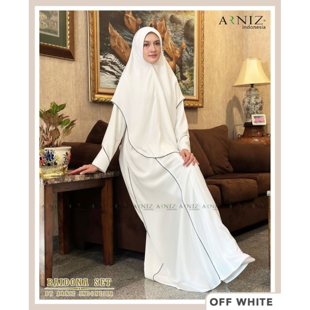 Baidona Dress Set Khimar Khusus Hitam&Putih By Arniz Collection Terbaru