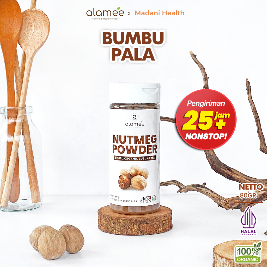 

ALAMEE Bumbu Dapur Pala Bubuk Nutmeg Seasoning Powder Rempah Murni Asli Tanpa Campuran Organik 80g