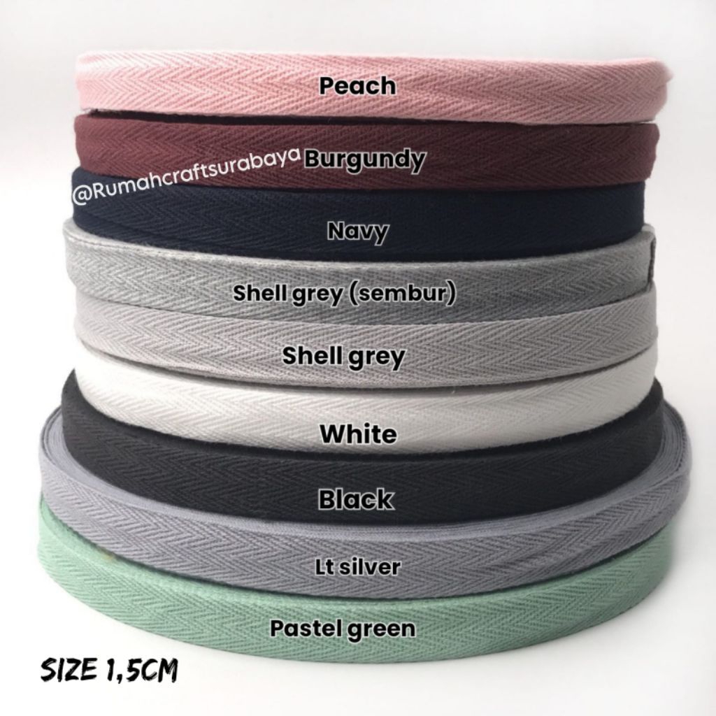 25 YARD - PITA TWILL TAPE 1.5CM/TWILL TAPE/PITA KATUN POLOS